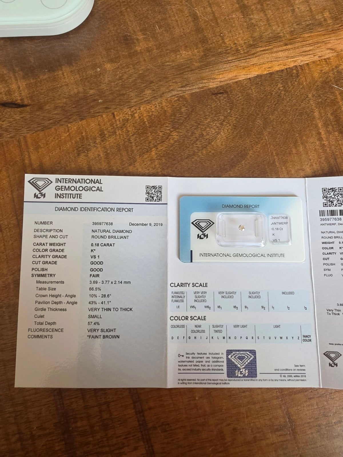 Natuurlijke Diamant 0.18 ct IGI Gecertificeerd, Ophalen of Verzenden