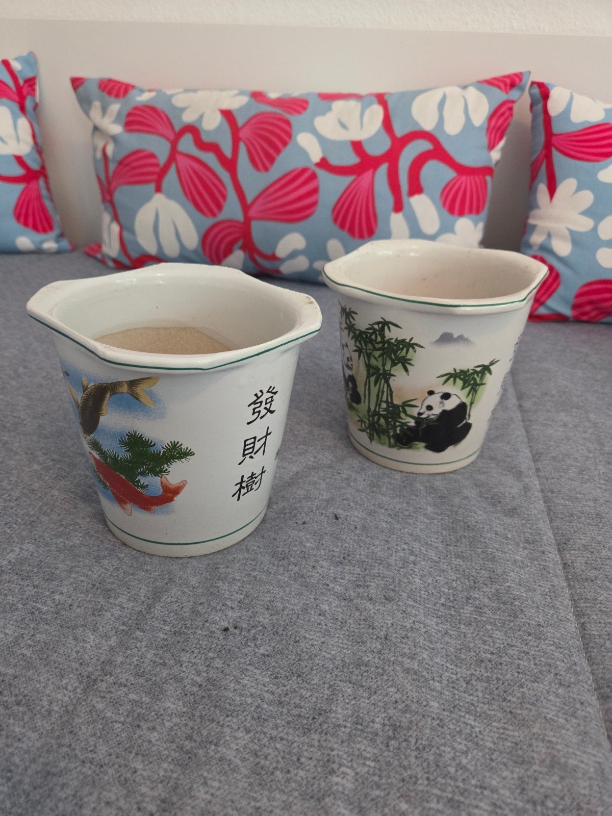 Set van 2 Chinese keramische potten met welvaartssymbolen, Antiek en Kunst, Ophalen of Verzenden