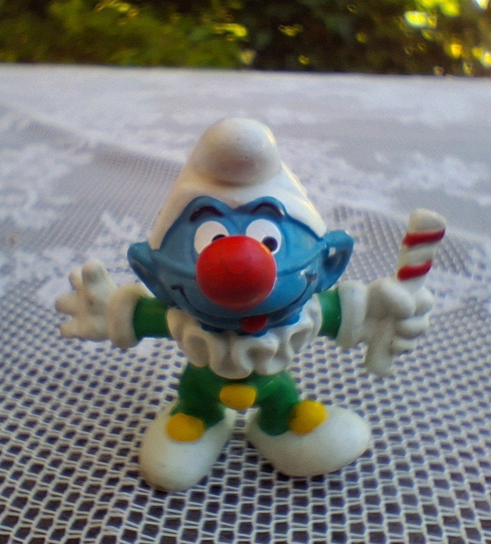 Vintage Smurf Clownsmurf  PEYO Bully W. Germany Figuur, Verzamelen, Smurfen, Ophalen of Verzenden, Gebruikt, Overige Smurfen, Poppetje, Figuurtje of Knuffel