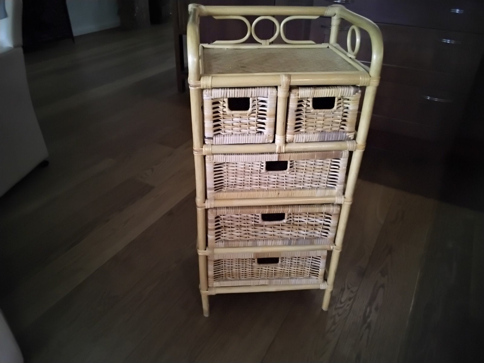 Rotan, bamboe ladenkast in perfecte staat, Ophalen, 50 tot 100 cm, Zo goed als nieuw, 3 of 4 laden