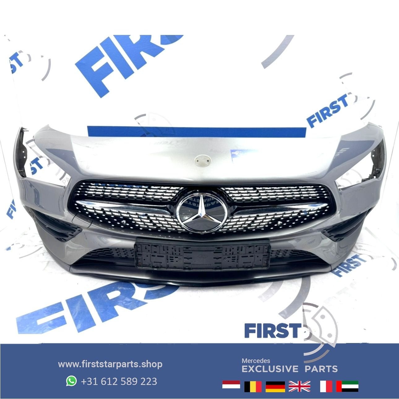 W118 CLA AMG BUMPER ZWART WIT GRIJS VOORBUMPER + DIAMOND GRI, Gebruikt, -, Voor, Ophalen of Verzenden