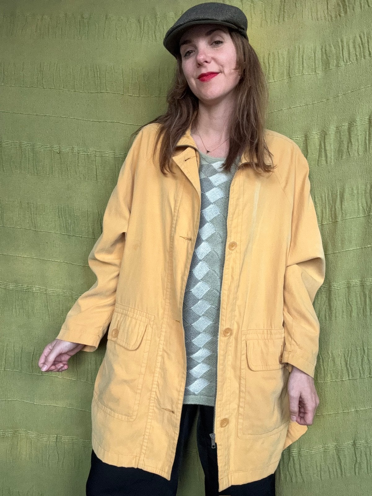 Vintage jas / parka / jack - geel - baggy, Kleding | Dames, Jassen | Zomer, Maat 38/40 (M), Hgv, Ophalen of Verzenden, Gedragen