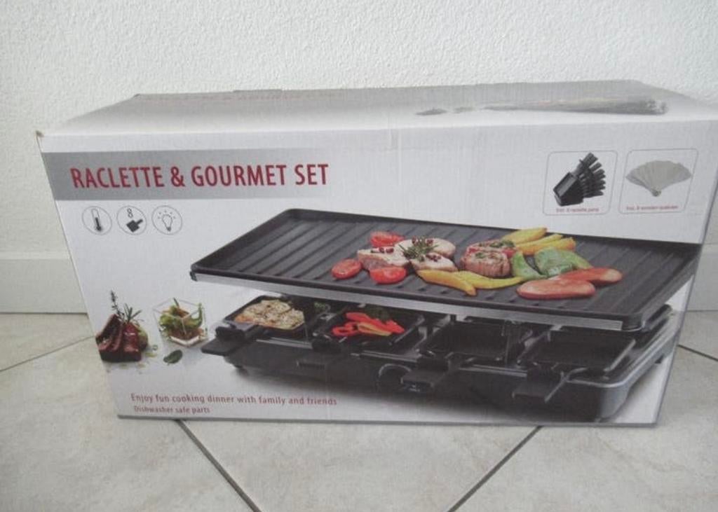 Raclette & Gourmet Set, Witgoed en Apparatuur, Gourmetstellen, Ophalen of Verzenden, Zo goed als nieuw, 8 personen of meer
