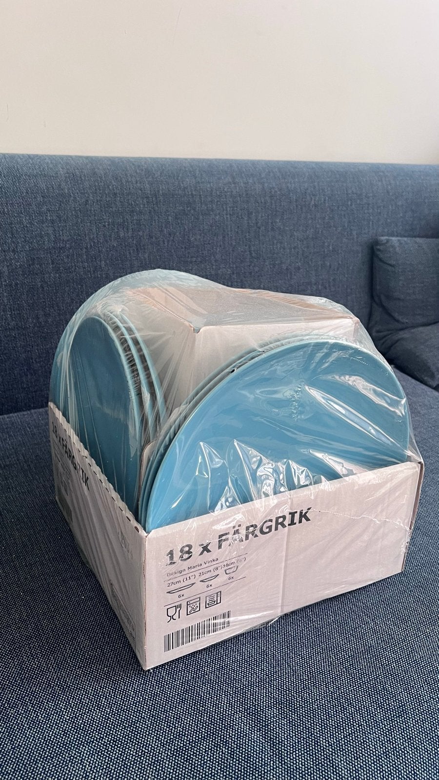 IKEA FÄRGRIK 18-delig servies set in blauw, Ophalen, Keramiek, Nieuw, IKEA