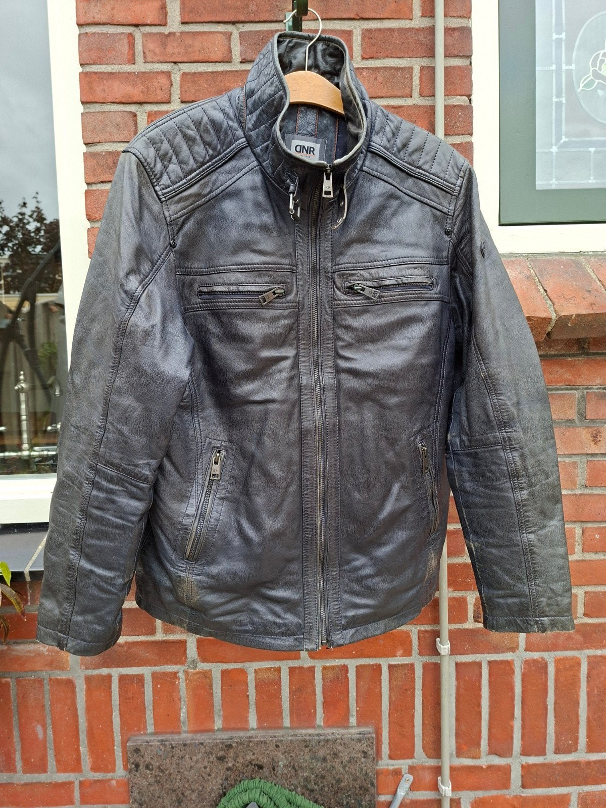 DNR Leren heren jack maat XL/52, Ophalen of Verzenden, Gedragen, Blauw, DNR
