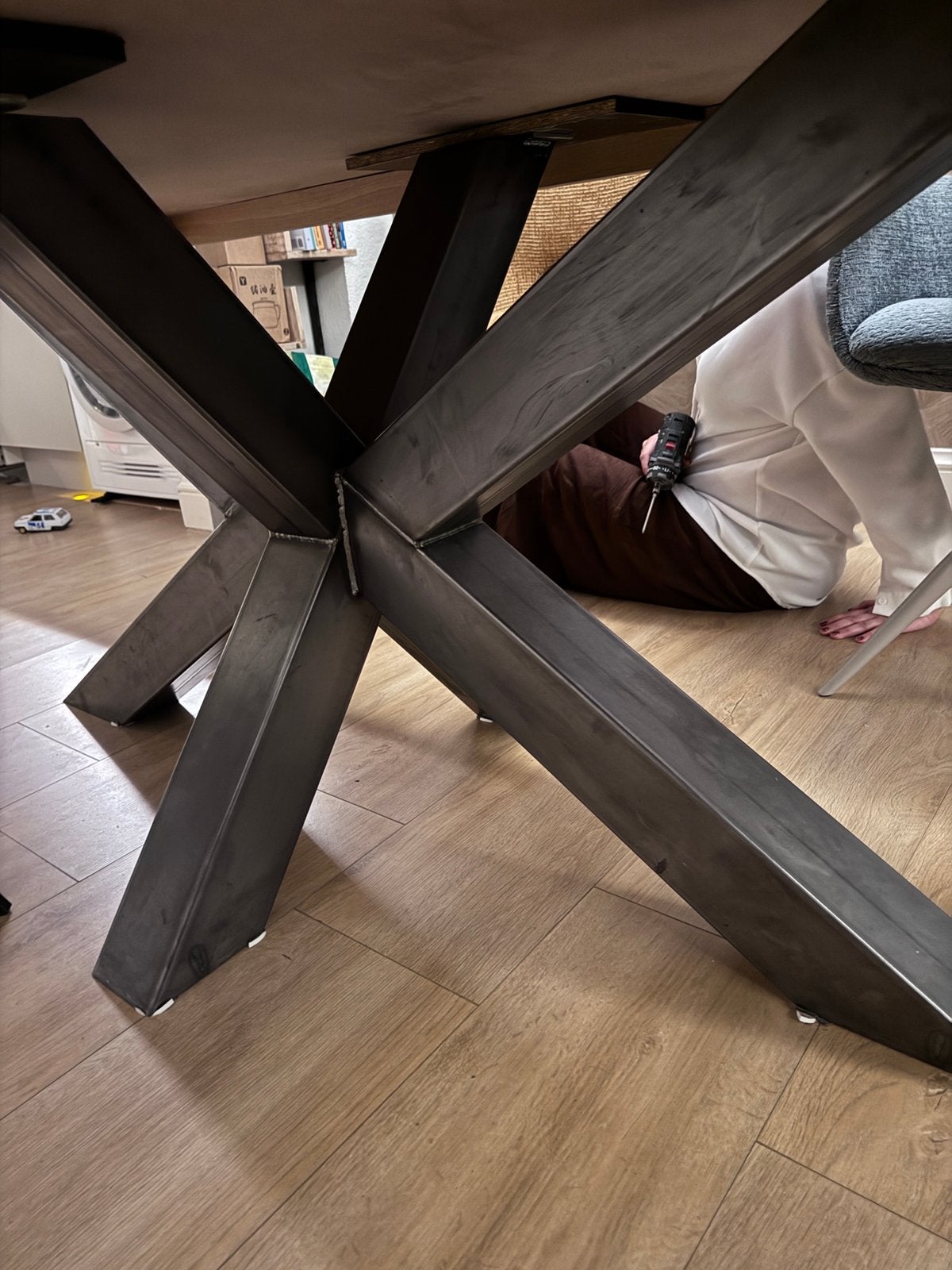 6-pers. Eiken Houten Eettafel, Ophalen, Gebruikt, 4 tot 6 stoelen