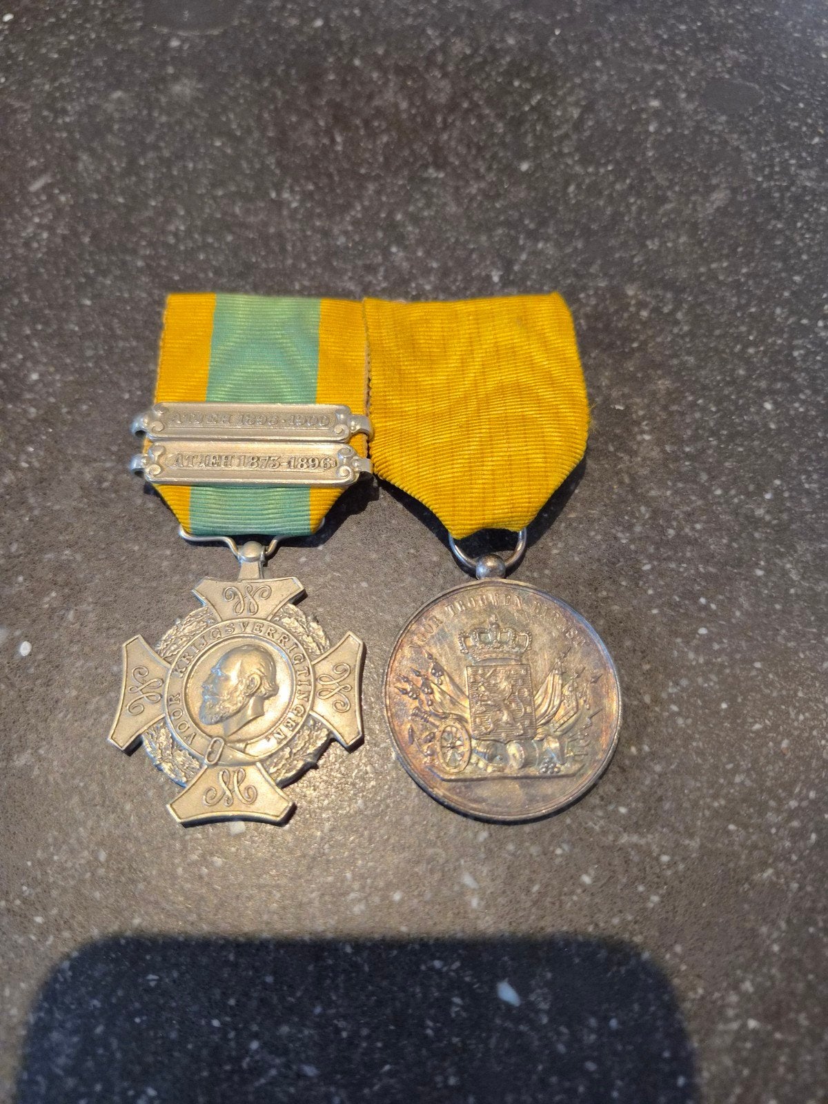 Nederlandse Spange Kruis met gespen en onderscheiding, Ophalen of Verzenden, Zilver, Nederland