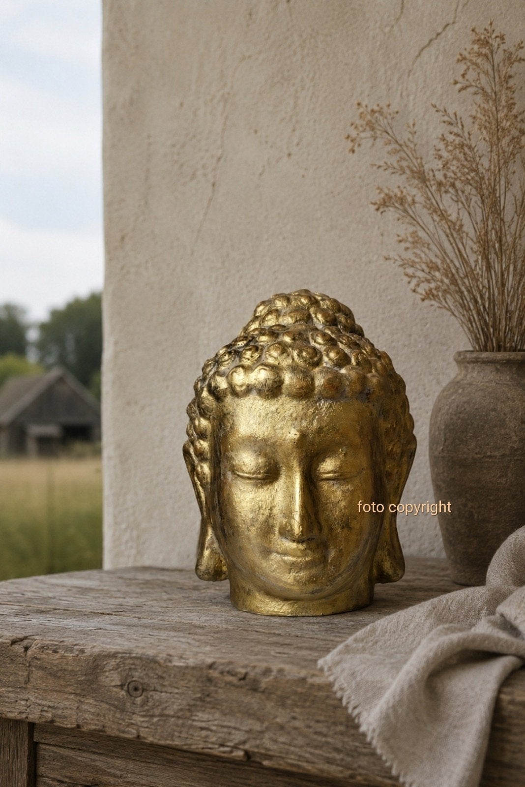 Boeddha beeld, Huis en Inrichting, Ophalen, Nieuw, Steen/keramiek, Goud