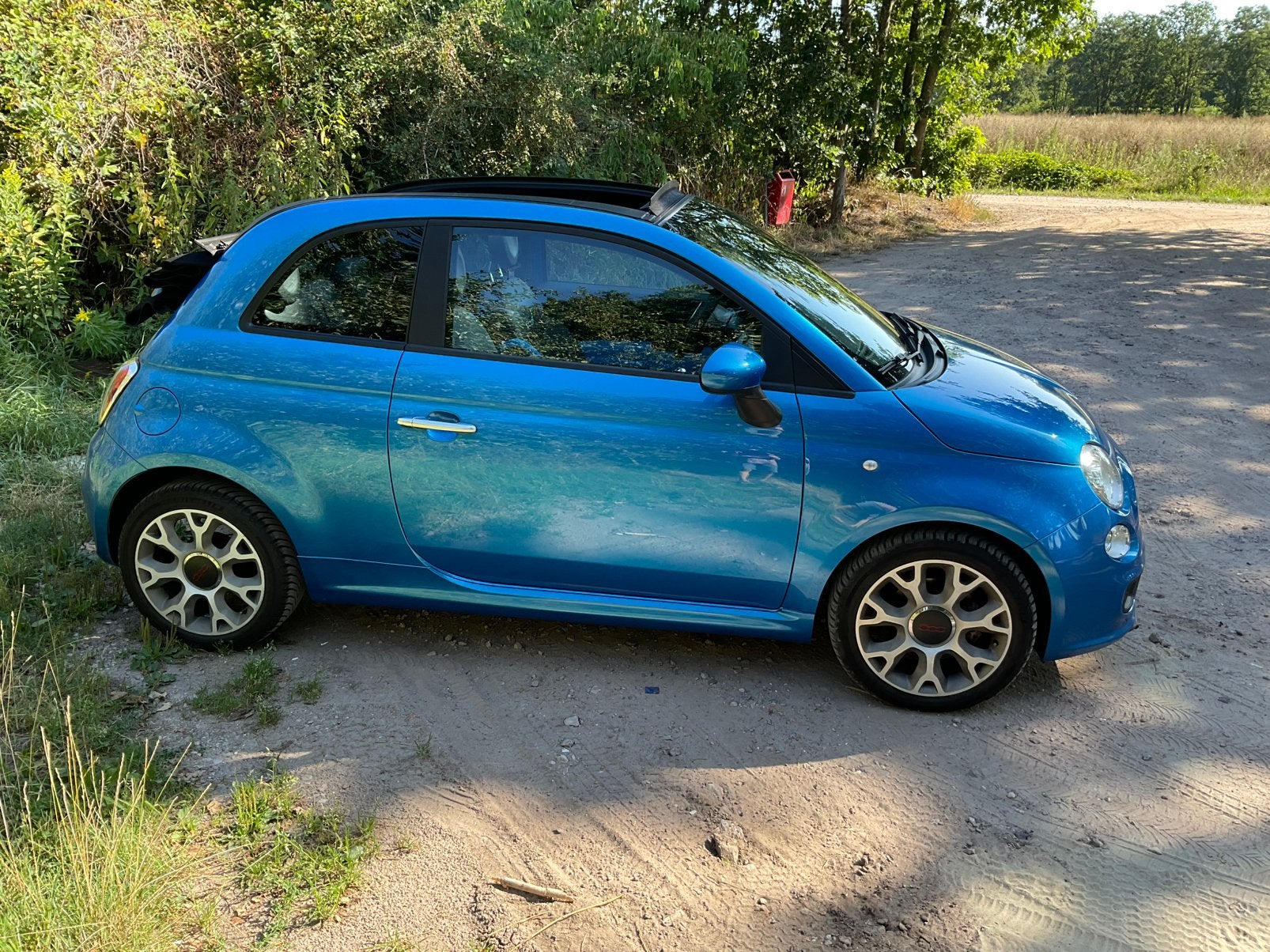 Fiat 500 Twinair Turbo 80pk 2015 Blauw, Auto's, 40 €/maand, Origineel Nederlands, Handgeschakeld, 26 km/l