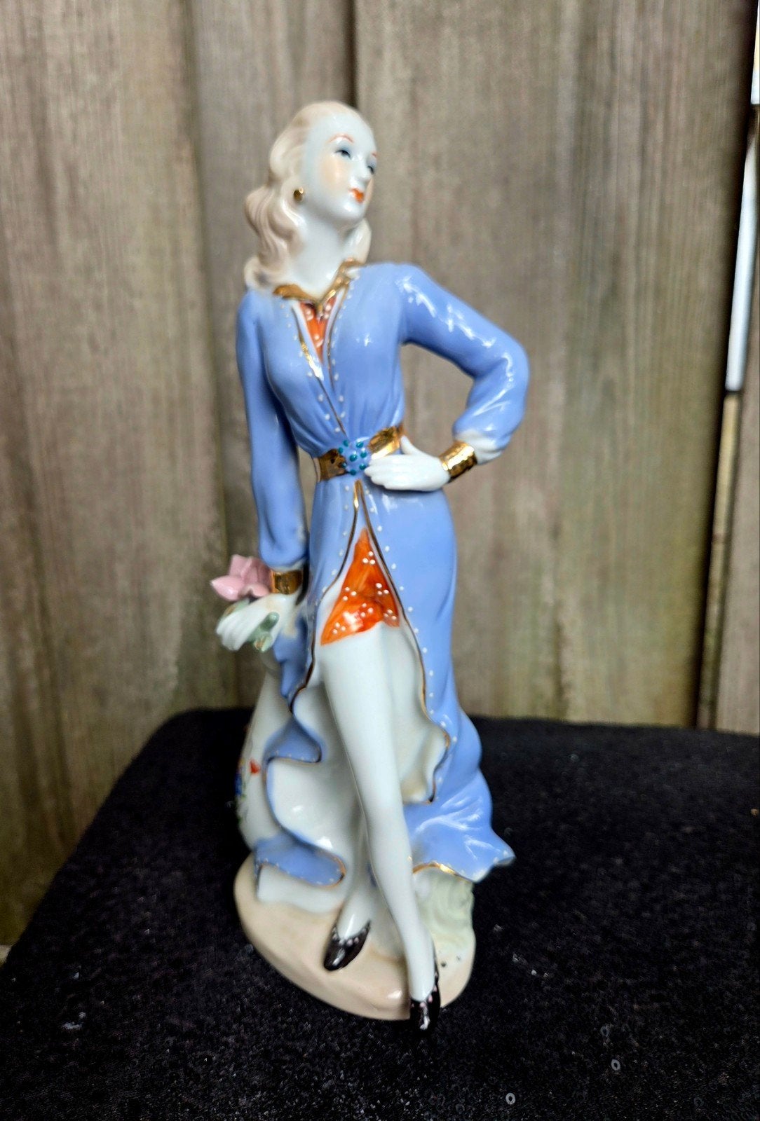 Beeld dame artdeco stijl porcelein keramiek 30cm, Ophalen of Verzenden, Zo goed als nieuw, Mens