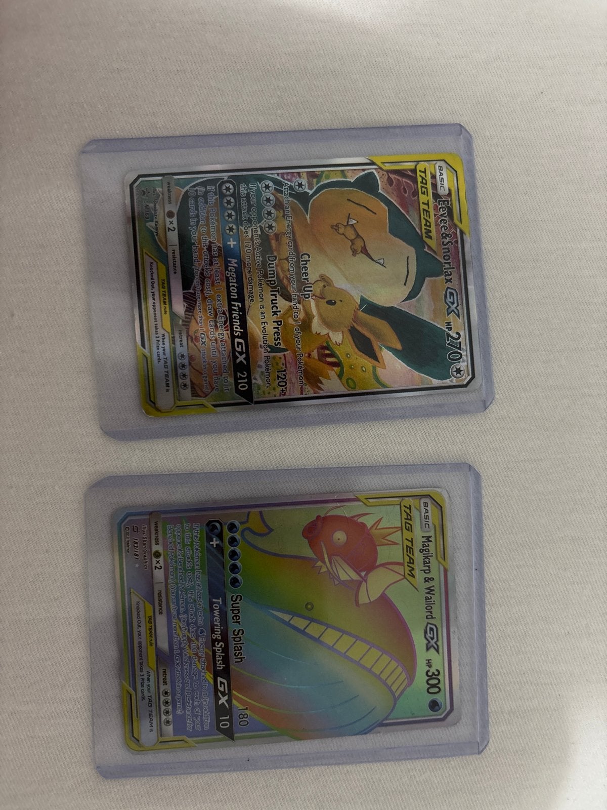 Pokémon TCG: Eevee & Snorlax GX & Magikarp & Wailord GX, Ophalen, Zo goed als nieuw, Losse kaart