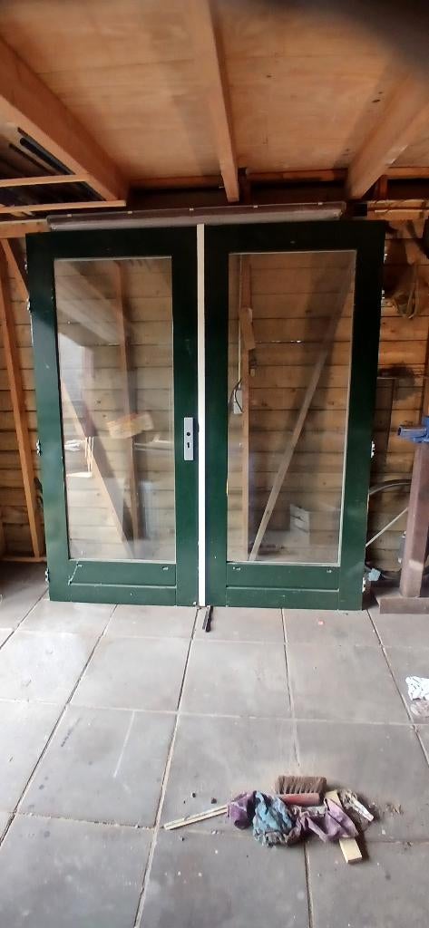 Dubbele terrasdeuren 83x201,5, Doe-het-zelf en Verbouw, Deuren en Horren, Ophalen, 80 tot 100 cm, Binnendeur, 200 tot 215 cm