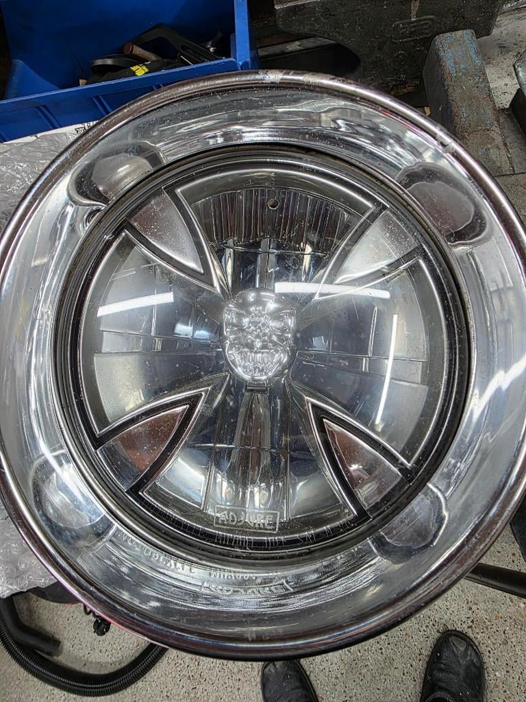 7 inch Koplamp  Skull Harley Davidson, Ophalen of Verzenden, Gebruikt