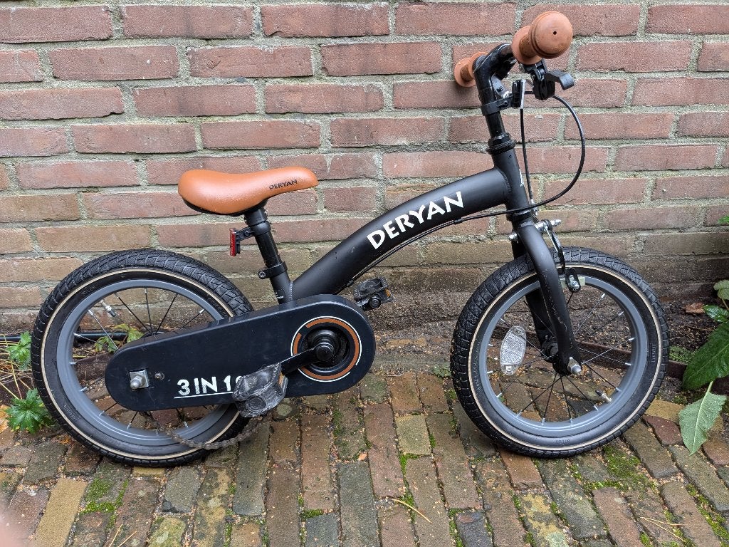 Deryan 3 in 1 kinderfiets 14 inch, Fietsen en Brommers, Ophalen, Zijwieltjes, Gebruikt, Deryan