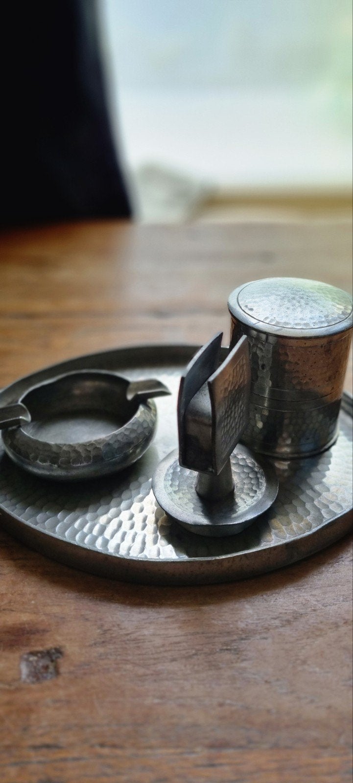 Vintage C.K.L. Muntok Tin Werk roker set, Antiek en Kunst, Antiek | Tin, Ophalen of Verzenden