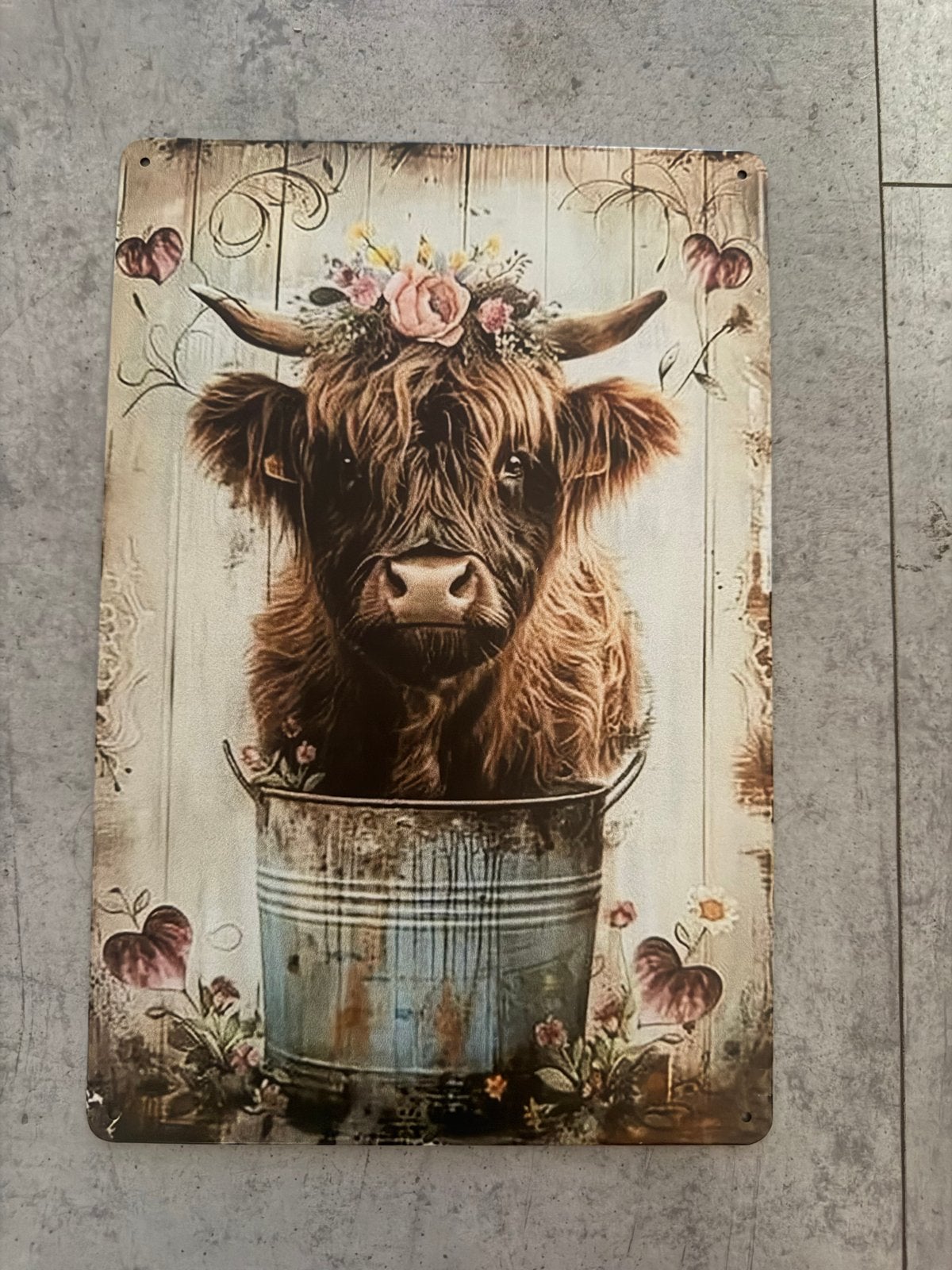 Metalen wanddecoratie Highland Koe 20x30cm, Metaal, Meerkleurig, Nieuw, Ophalen of Verzenden