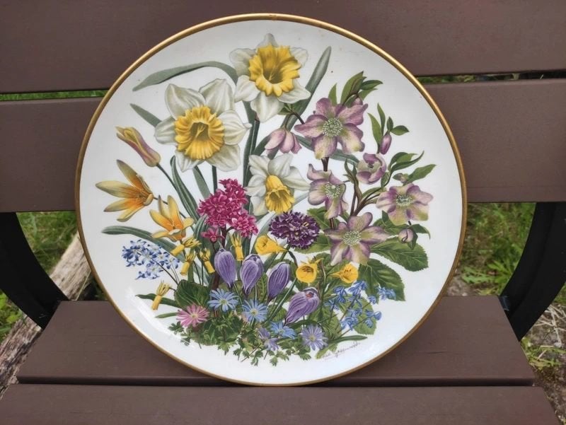 Franklin Mint 'Flowers of the Year' bord - Maart, Ophalen of Verzenden