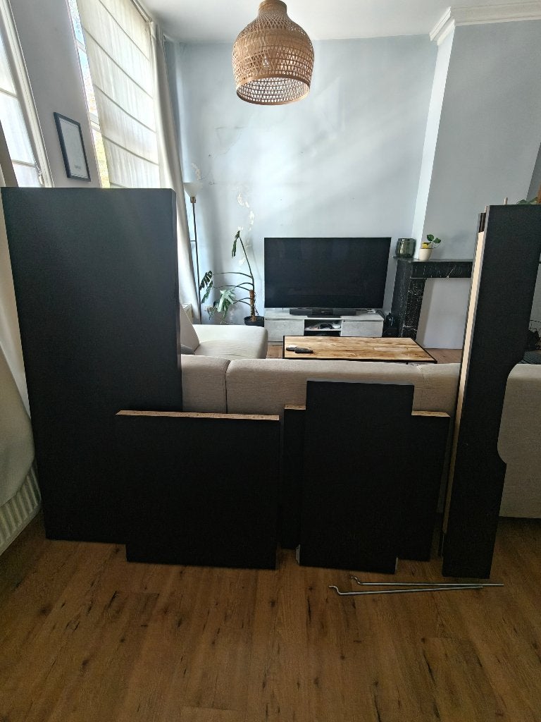 IKEA MALM bureau in zwartbruin met uitschuifbaar zijblad., Huis en Inrichting, Ophalen, Zwart, Gebruikt, 65 cm