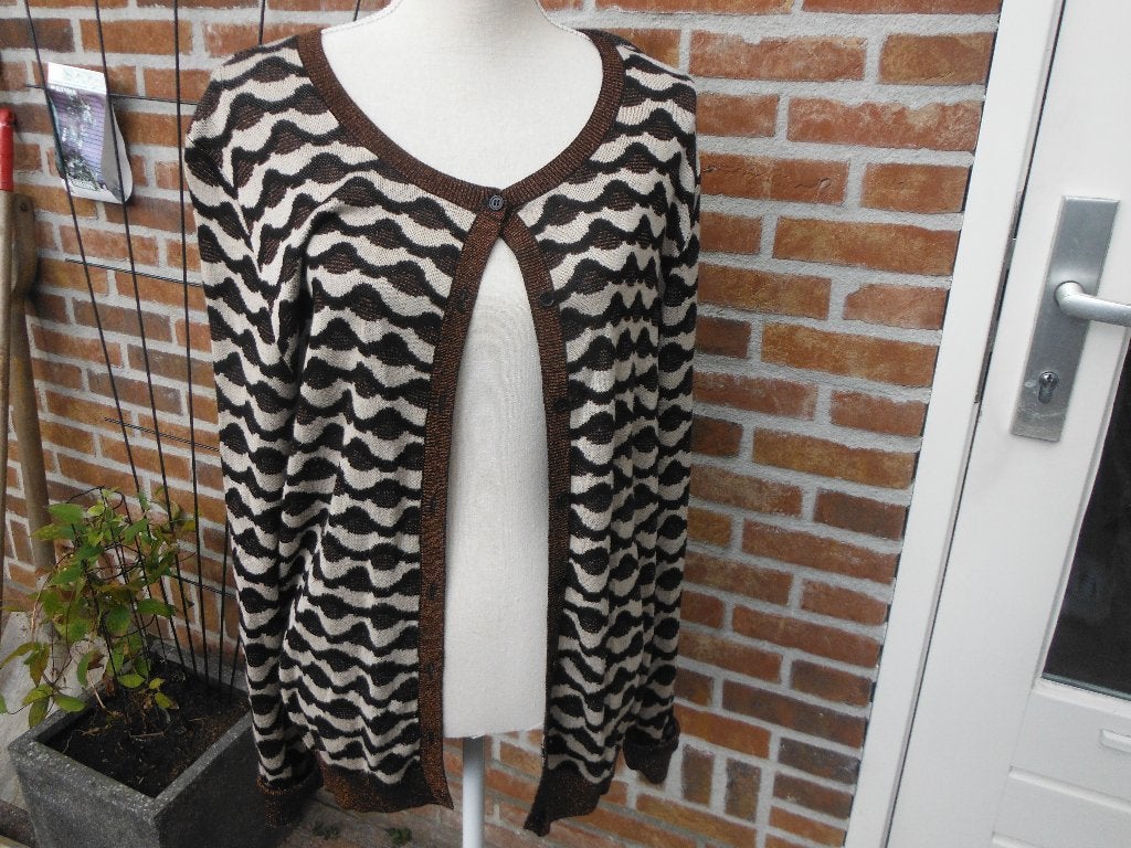 mooi bruin vestje Loom and Lace, mt L met metallic draadje, Bruin, Verzenden, Loom & Lace, Maat 42/44 (L)