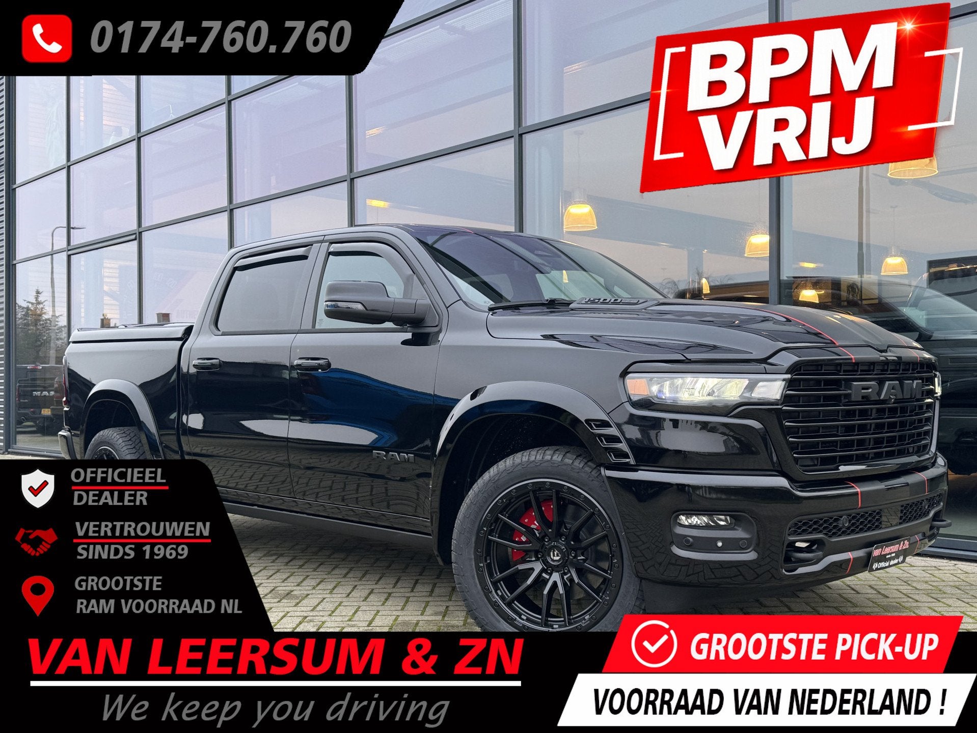 Dodge Ram 1500 Laramie Night XXL Hurricane | 3 jaar garantie, Auto's, Bestelauto's, Automaat, Dealer onderhouden, Zwart, 426 pk