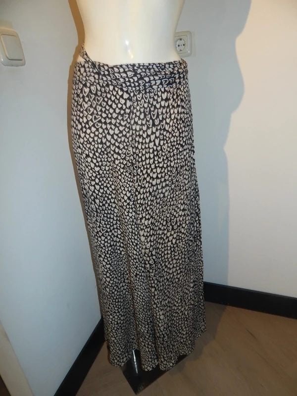 Fabienne Chapot maxi wikkel rok zwart wit hartjes print M