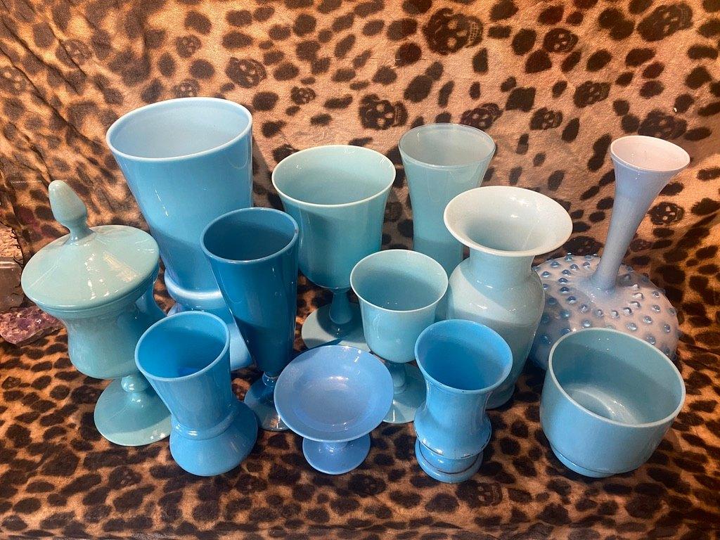 Glas Opaline turquoise Opaline verschillende modellen, Ophalen