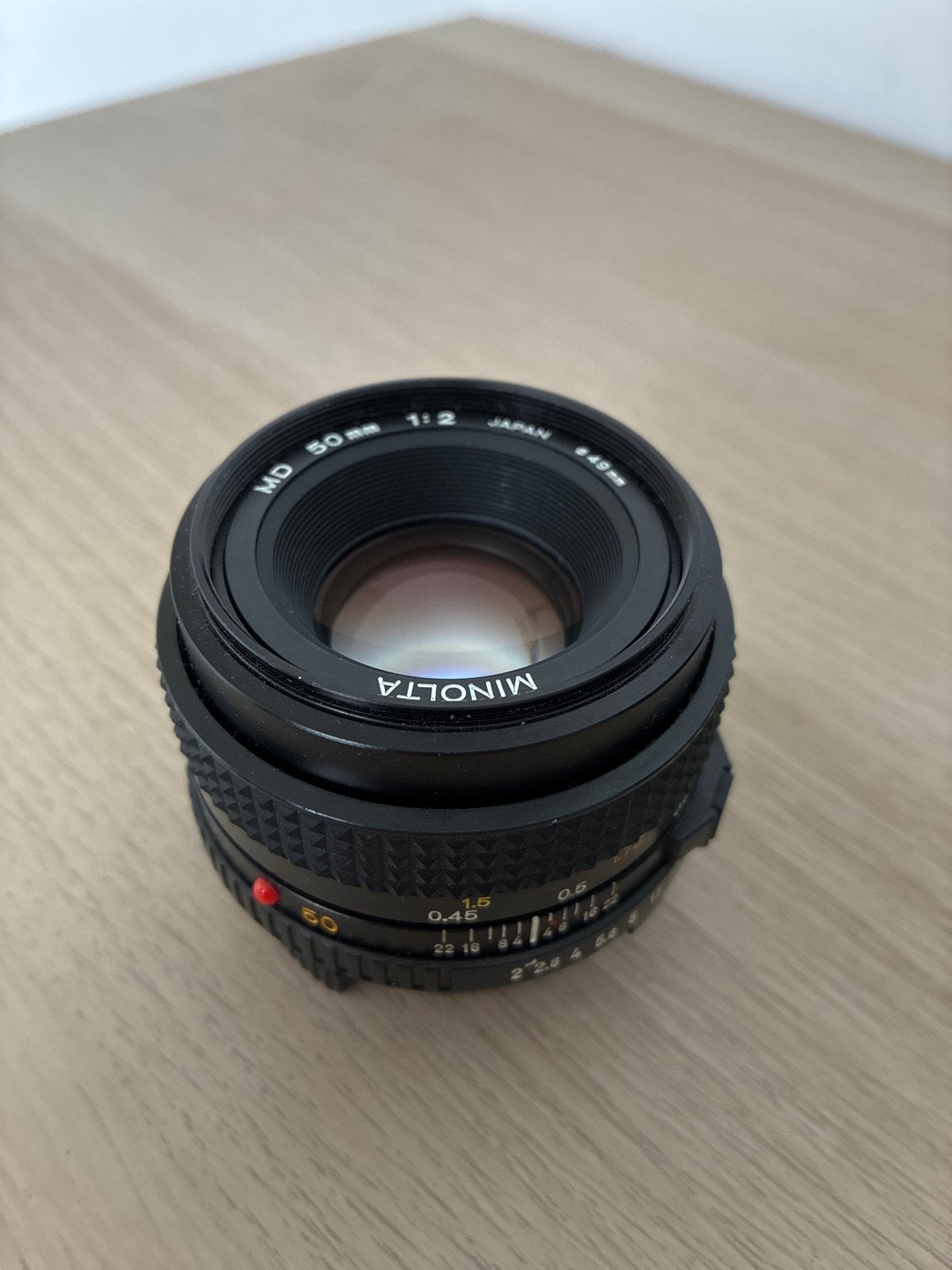 Minolta MD 50mm 1:2 lens - Standaardlens voor Minolta camera, Gebruikt, Ophalen of Verzenden, Overige vattingen, Standaardlens