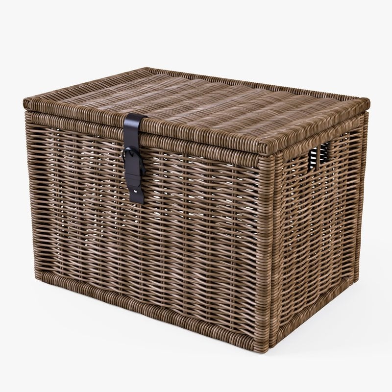 Rotan mand, Huis en Inrichting, Gebruikt, Mand, Ophalen of Verzenden, Met deksel