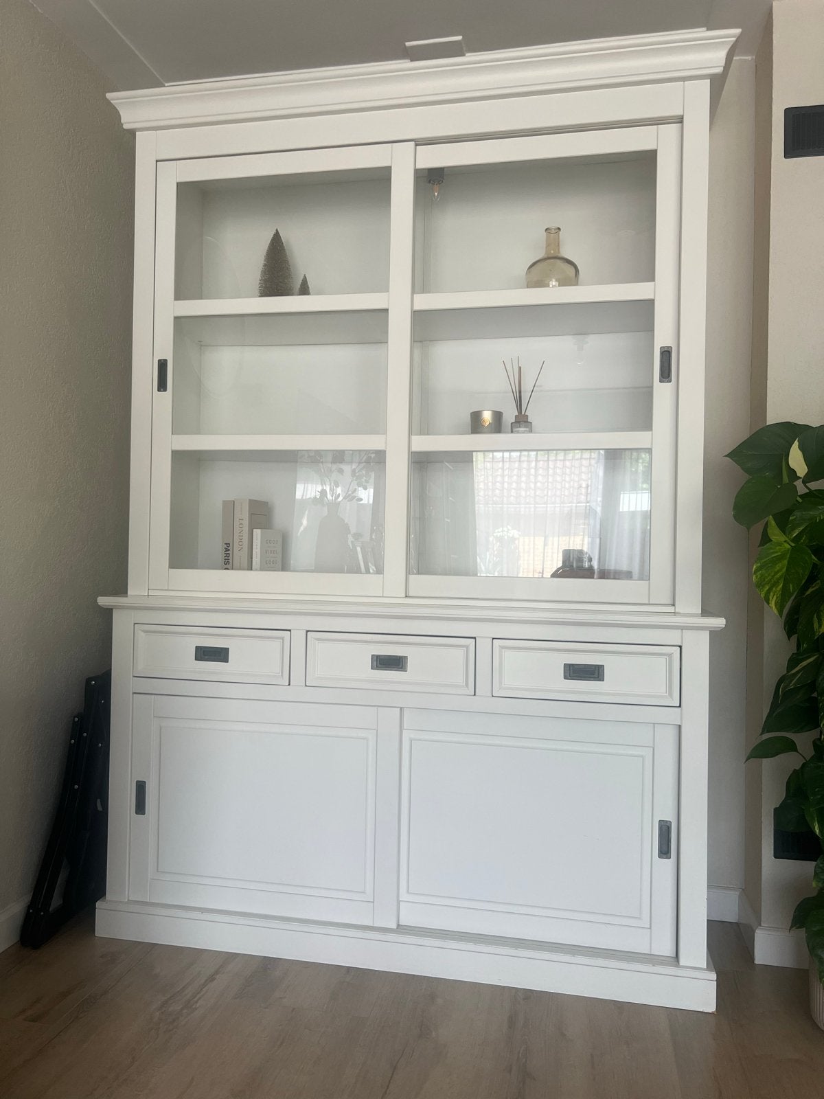 Buffetkast wit 2-delig met verlichting - 158x51,5x230 cm, Huis en Inrichting, Ophalen, Gebruikt, 200 cm of meer, 150 tot 200 cm