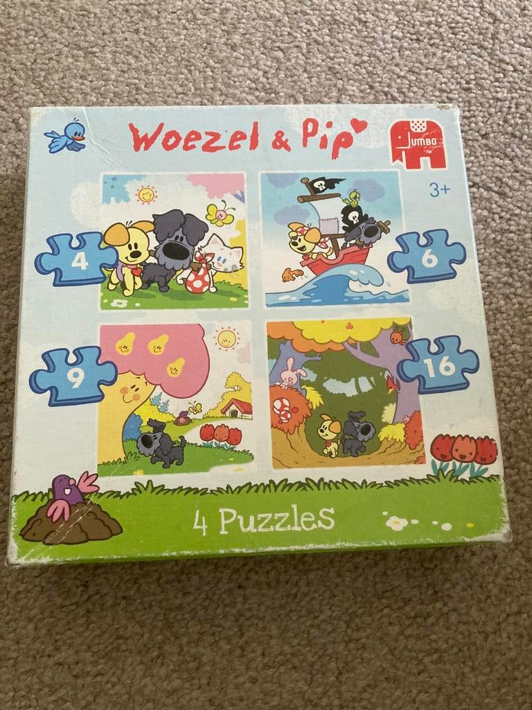 Twee puzzeldozen Woezel en Pip., Ophalen, 10 tot 50 stukjes