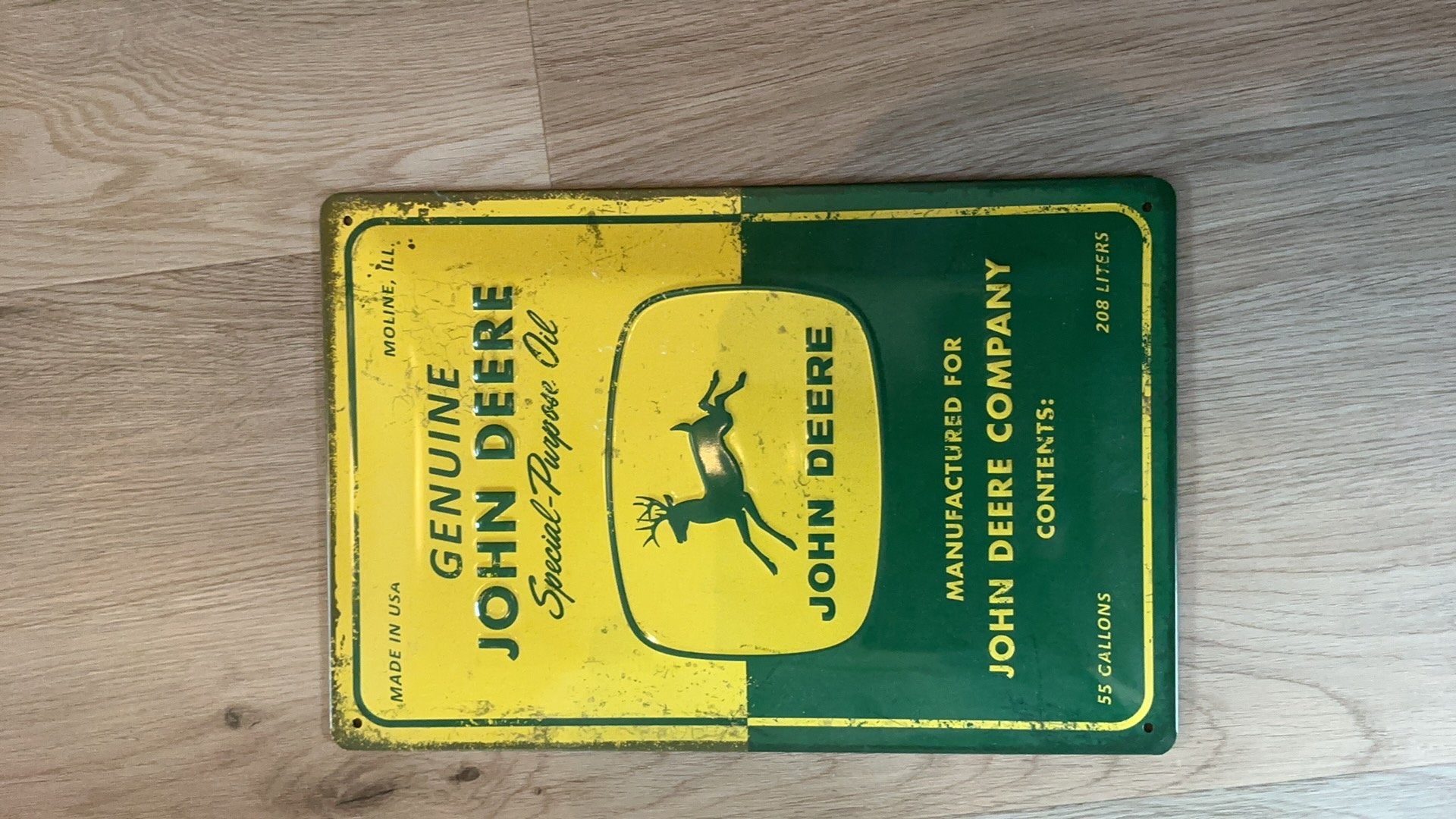 John Deere metalen reclamebord, Ophalen of Verzenden, Gebruikt, Reclamebord