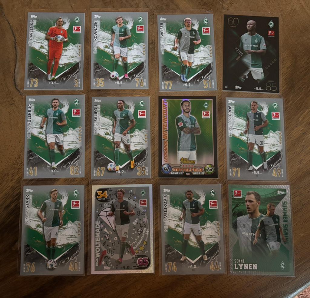 Werder Bremen Match Attax Kaarten 2023/2024 - Set van 12, Ophalen of Verzenden, Zo goed als nieuw, Buitenlandse clubs, Spelerskaart