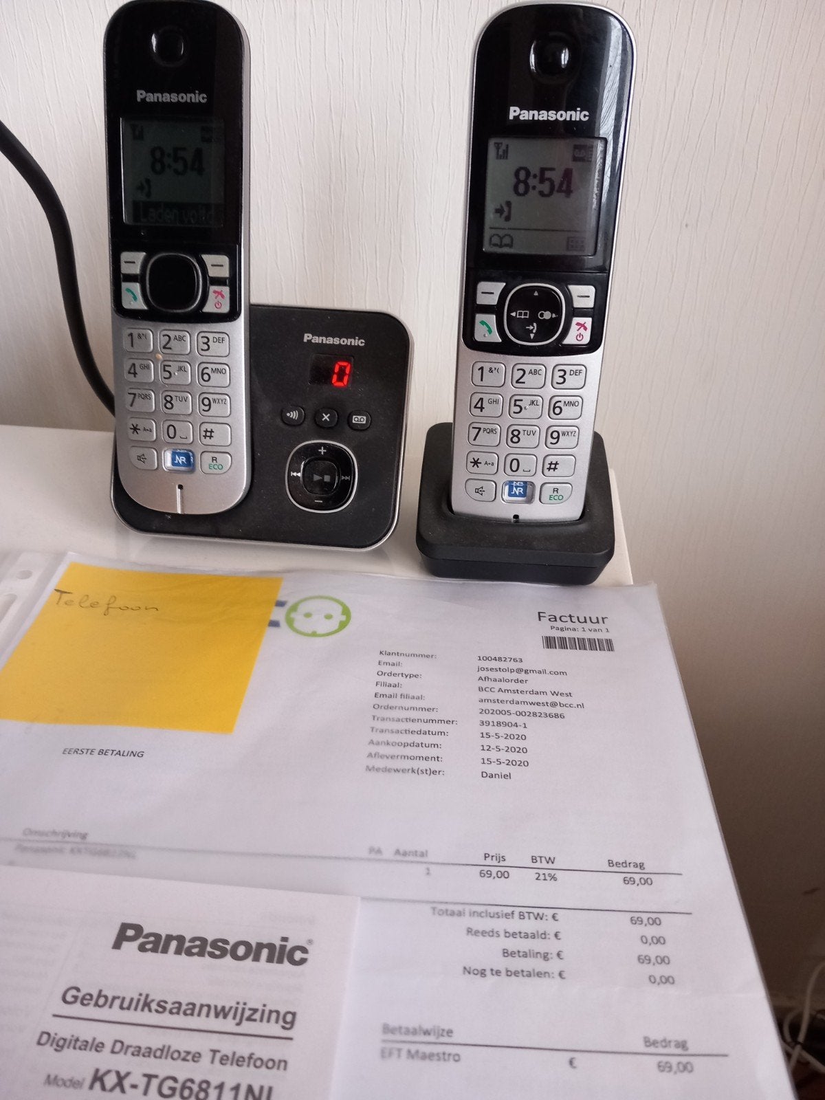 Panasonic KX-TG6811NL Draadloze Telefoon met 2 Handsets, Telecommunicatie, Ophalen of Verzenden, Zo goed als nieuw, 2 handsets