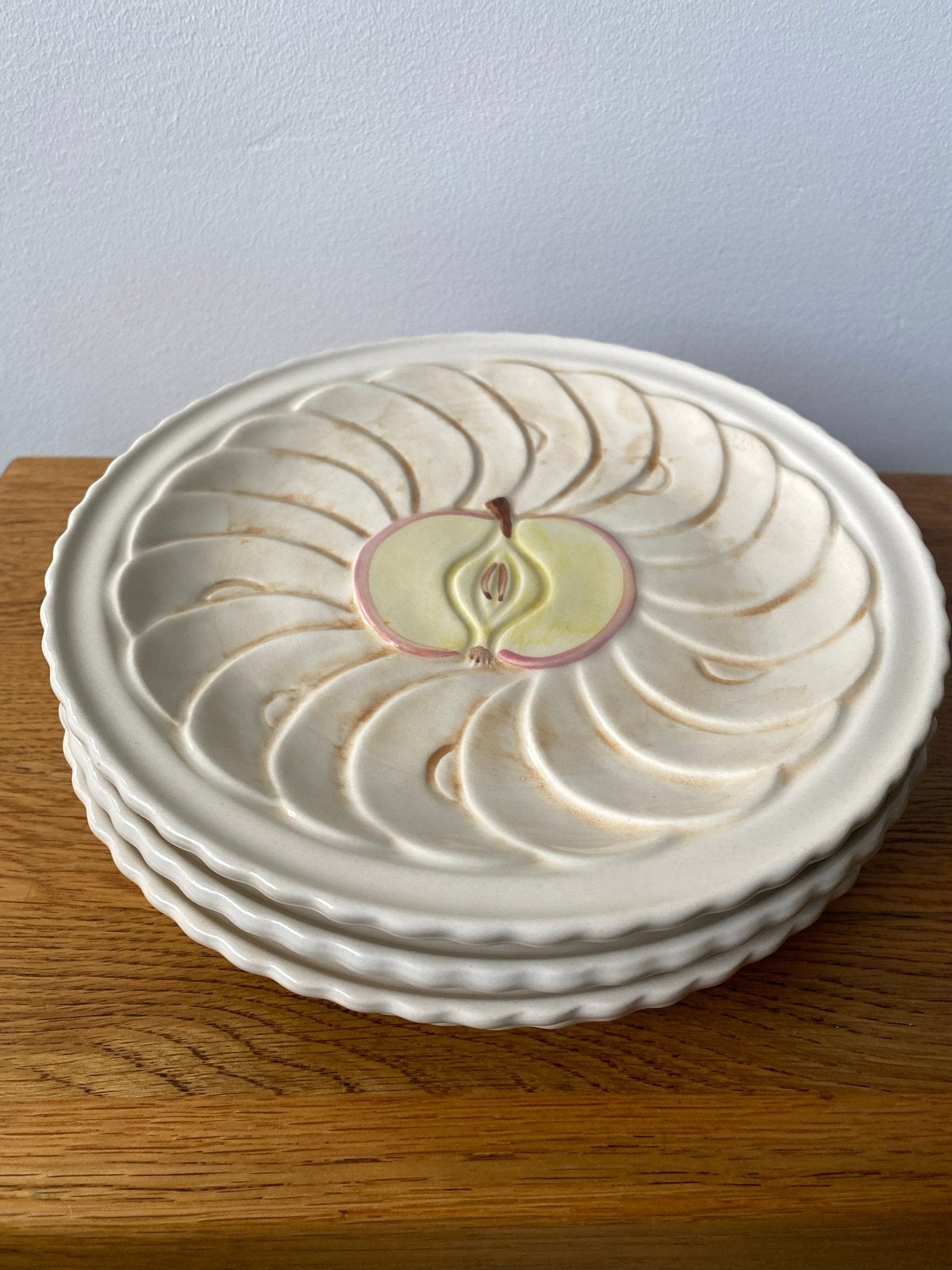 Set van 4 vintage borden met appelmotief, Ophalen of Verzenden
