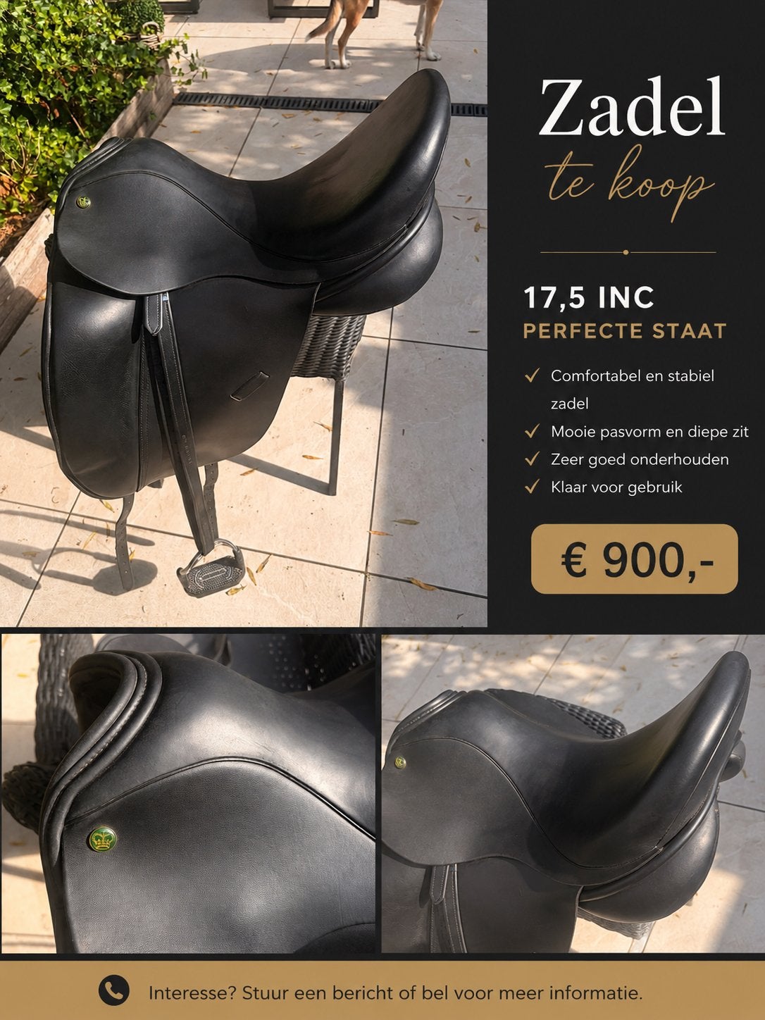 Te koop Ideal Crown dressuurzadel, Dieren en Toebehoren, Ophalen of Verzenden, Zo goed als nieuw, Dressuur