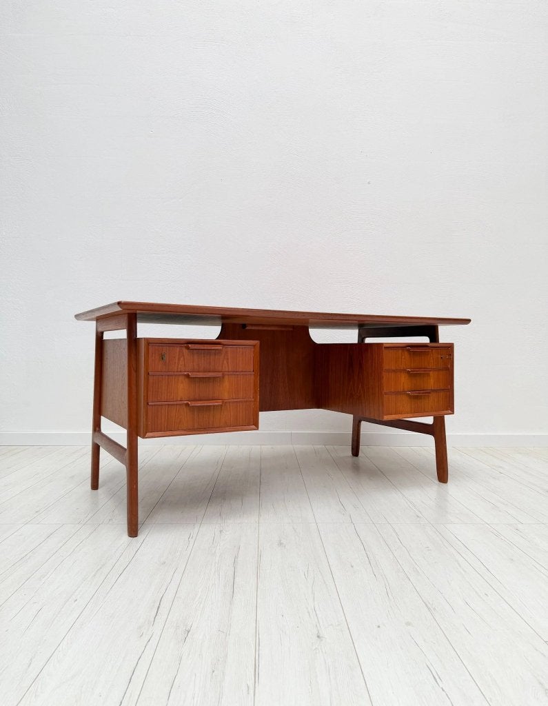 Gunni Omann 75 teak bureau Omann Jun Deens design jaren 60, Overige typen, Hout, 153 cm, Ophalen of Verzenden