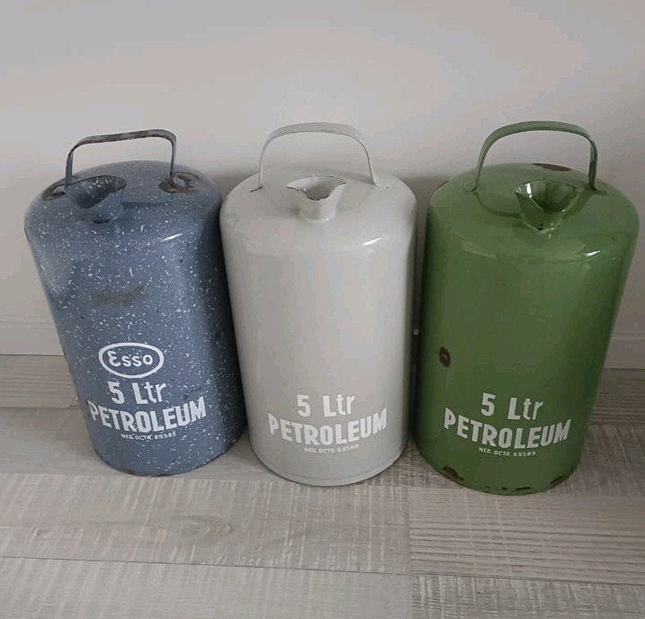 3 Vintage Petroleum Kannen  5 Liter, Ophalen of Verzenden