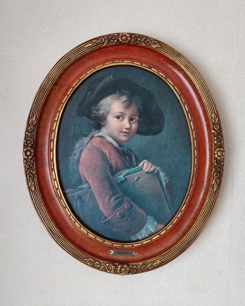 Prachtig portretschilderij van een Jongen met een hoed, Antiek en Kunst, Portret of Personen, Ophalen of Verzenden, Klassiek, Overige technieken