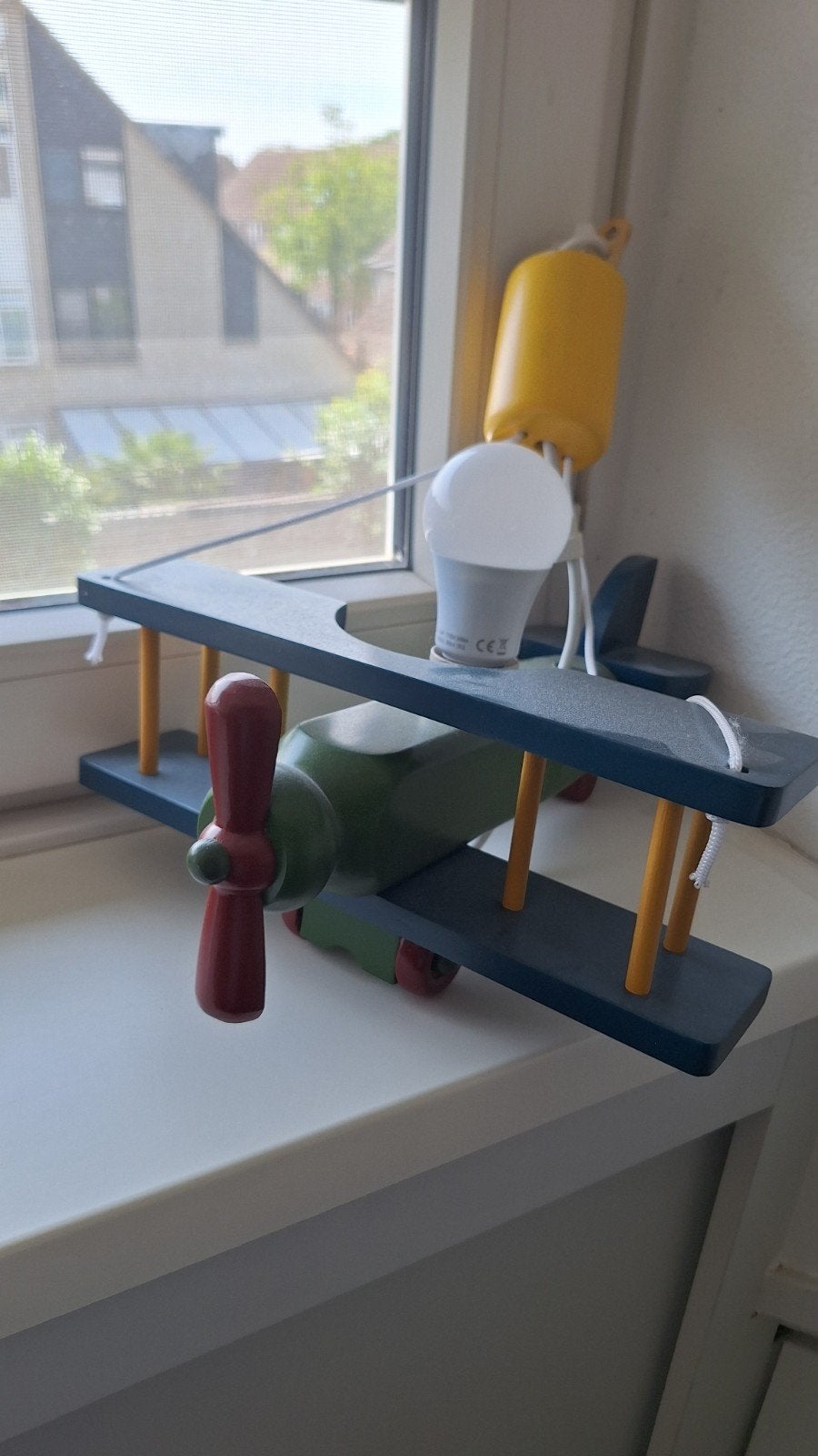 Houten Vliegtuig Nachtlampje - Kinderkamer Decoratie, Ophalen of Verzenden, Gebruikt, Overige typen