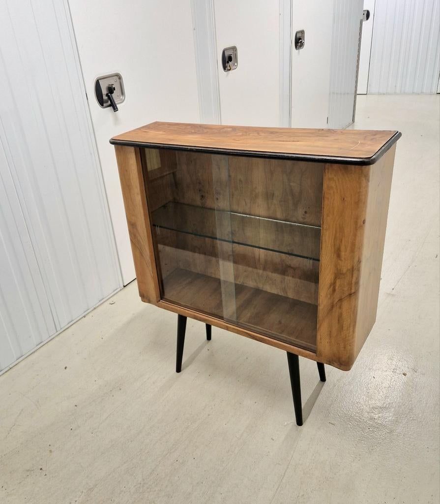 Vitrinekast jaren 50 60, Gebruikt, Ntp, Glas, Minder dan 100 cm