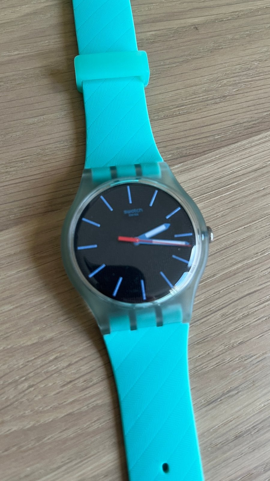 Swatch “Hint of Mint” horloge als nieuw in orig. verpakking, Ophalen of Verzenden, Zo goed als nieuw, Kunststof, Swatch