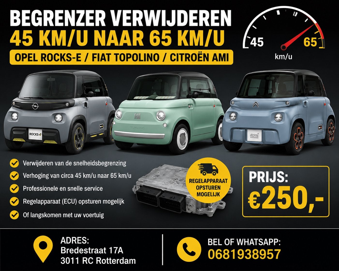 Opel Rocks-e/Fiat Topolino/Citroën Ami Begrenzer Verwijderen