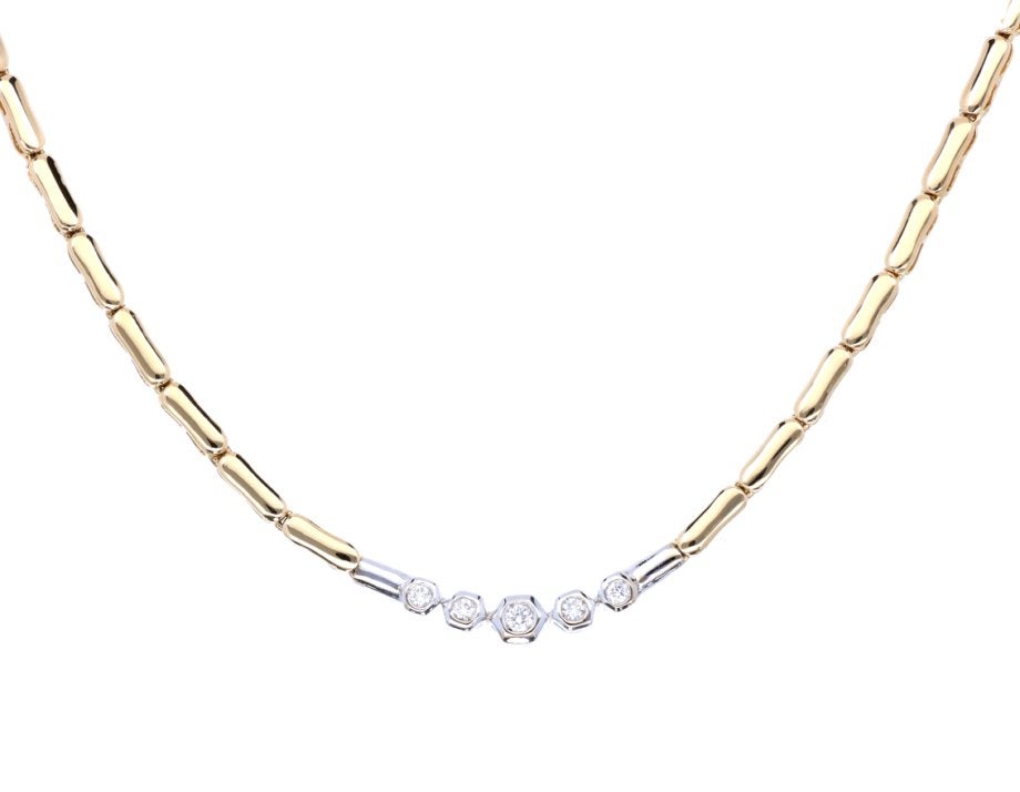 Gouden Collier met Briljanten 18K || 44 cm, Ophalen of Verzenden, Zo goed als nieuw, Info@kleenedelmetalen.nl, Goud