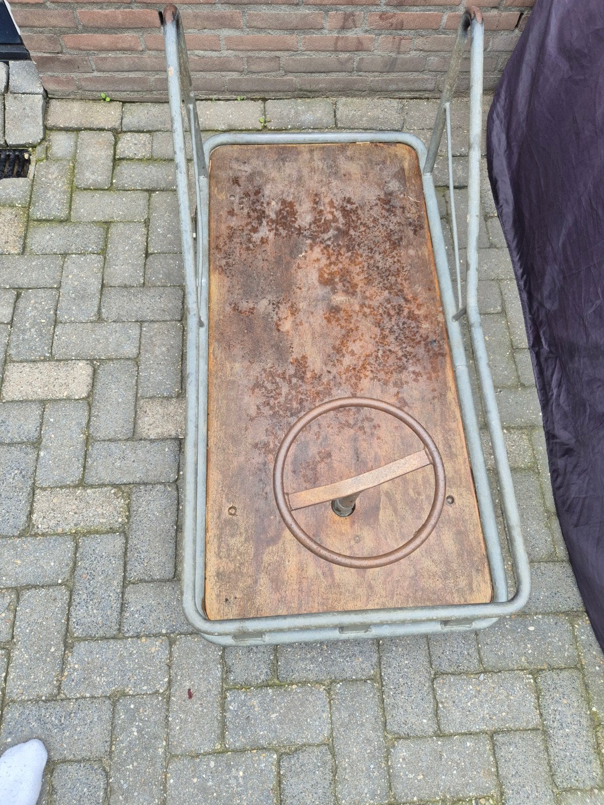 Oude bolderkar / transportkar met stuur/ duwcar, Ophalen, Gebruikt