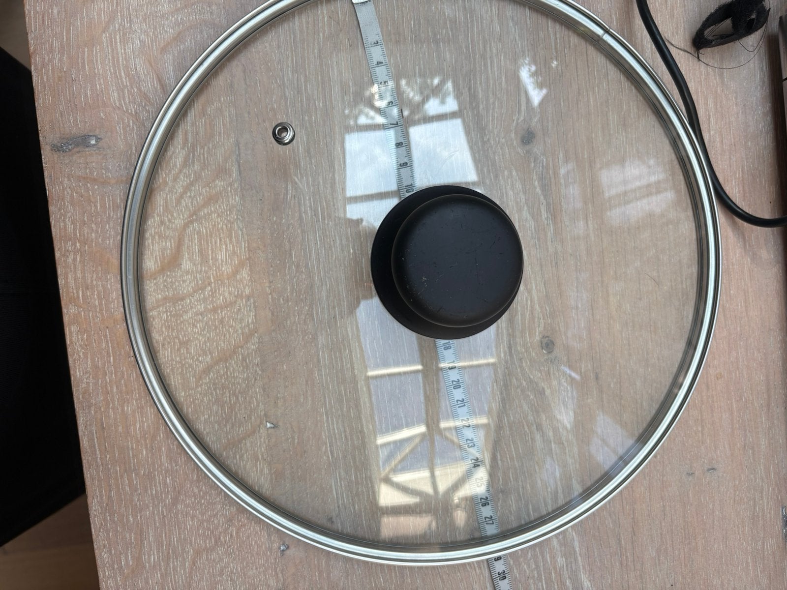 Glazen deksel 28 cm doorsnede igst, Ophalen of Verzenden, Zo goed als nieuw, Glas, Pot, Bus of Blik