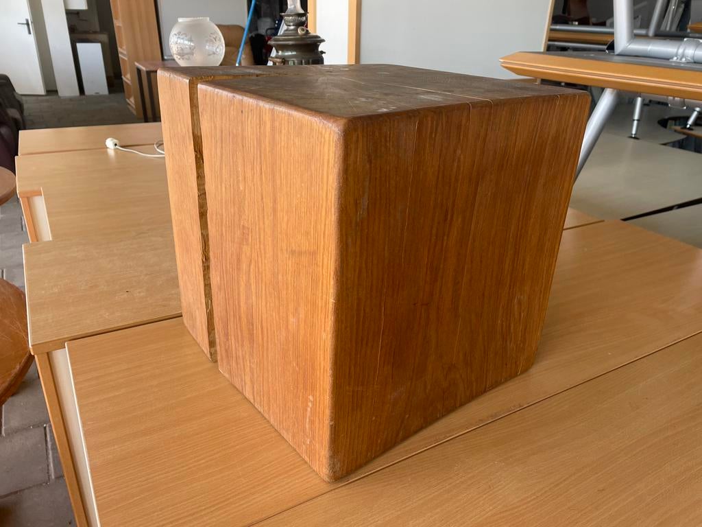 2x Massief Houten Blok Bijzettafel, Ophalen, Minder dan 45 cm, Minder dan 55 cm, Gebruikt