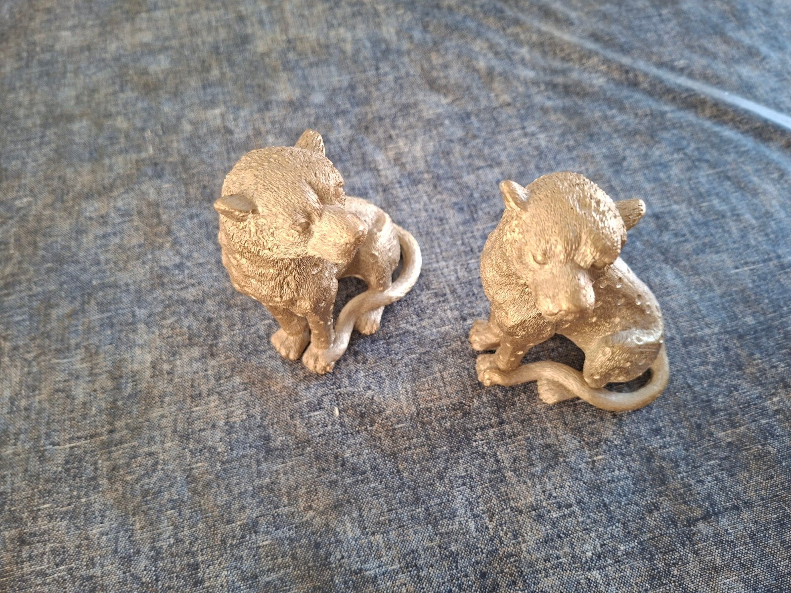 Set van 2 gouden beelden van luipaarden, Ophalen, Gebruikt, Dier