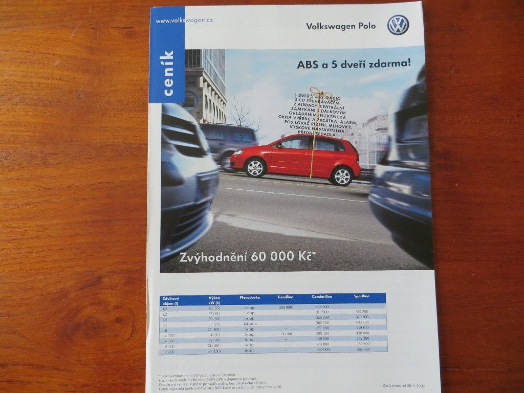 Volkswagen Polo prijslijst (april 2006), Ophalen of Verzenden, Nieuw, Volkswagen