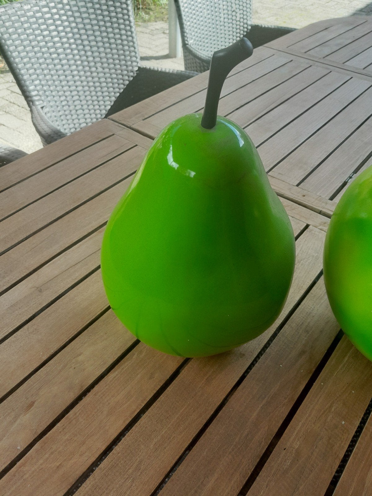 Decoratieve Groene Appel en Peer - Glanzend, Ophalen, Groen, Kunststof, Zo goed als nieuw