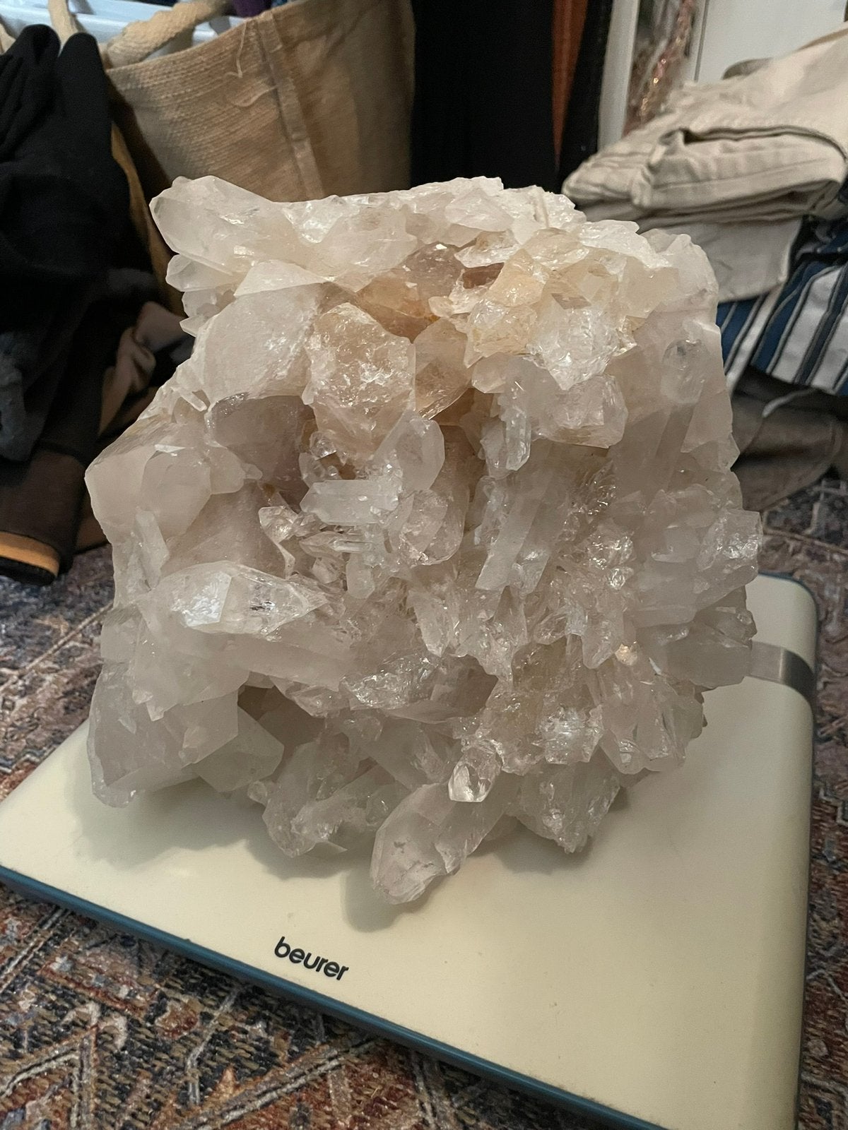 Grote bergkristal cluster 10.3 Kilo, Verzamelen, Mineralen en Fossielen, Ophalen, Mineraal